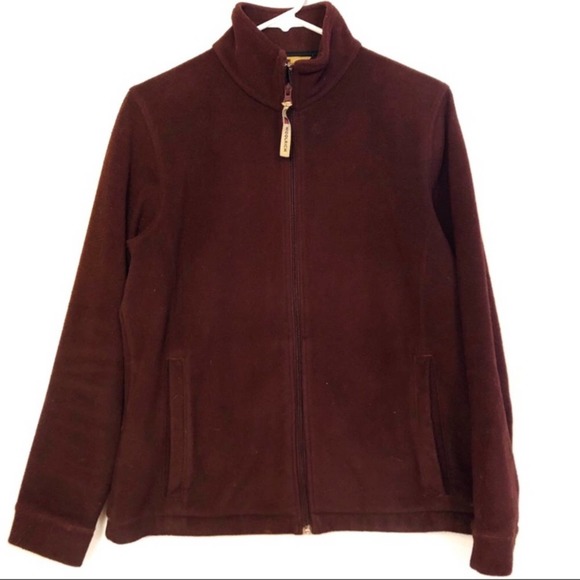 Woolrich Mulberry Full Zip Fleece Jacket Burgundy Women's Size Small - Picture 2 of 6